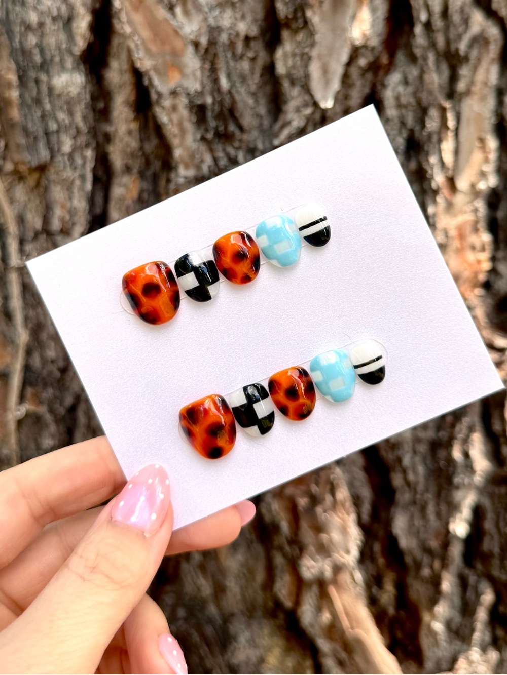 Blue Tortoise Twist Press-On Nails